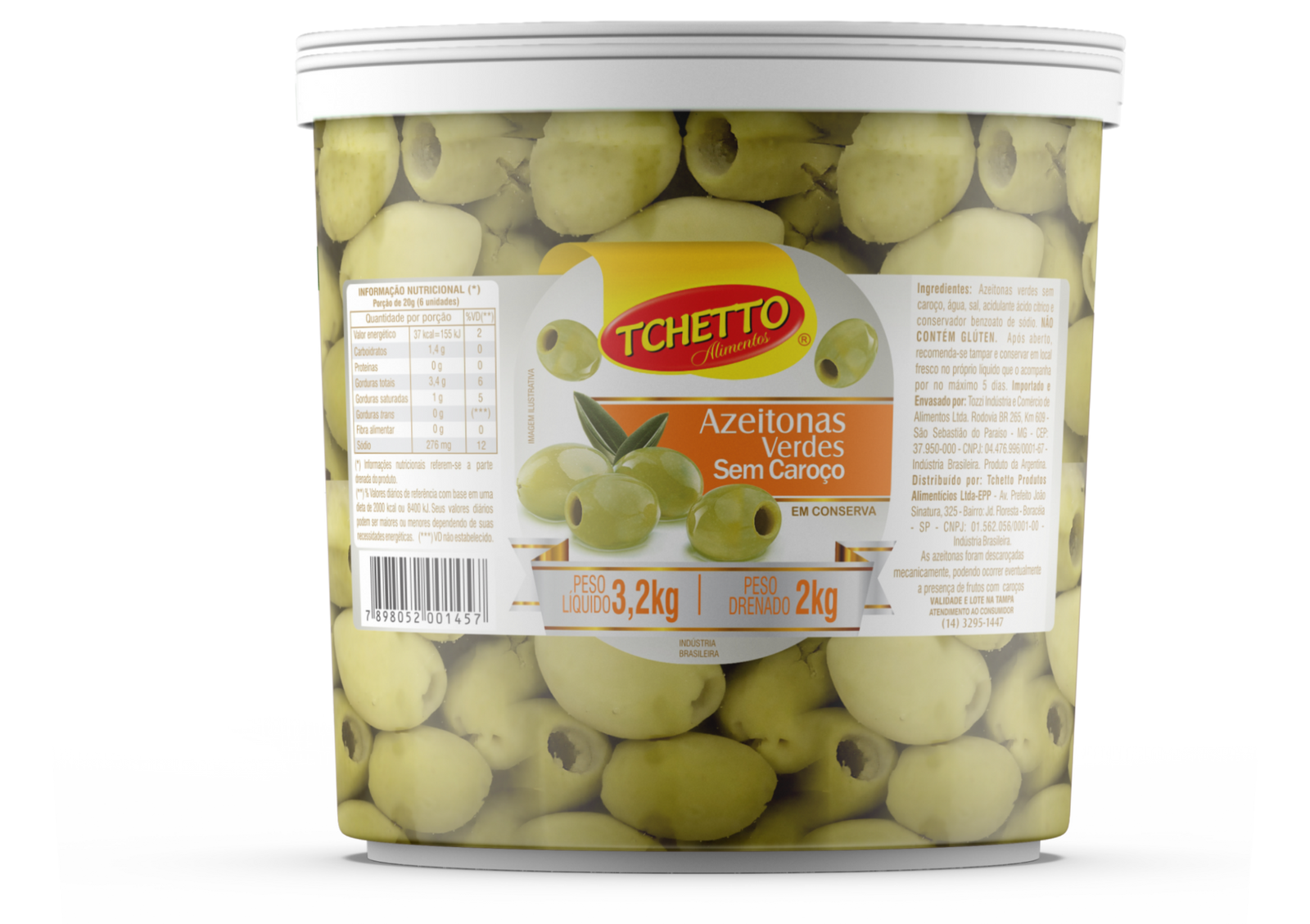Azeitona Verde Sem Caroço 2kg